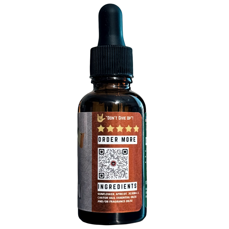 Aceite de sangre de dragón: una mezcla mágica de naranja, uva, clavo, rosa y pachulí para barba, cabello y piel. 