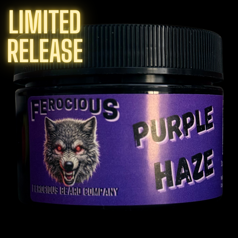 Mantequilla Purple Haze: aroma brillante de mora fresca y tabaco intenso y cálido para barba y cuerpo.